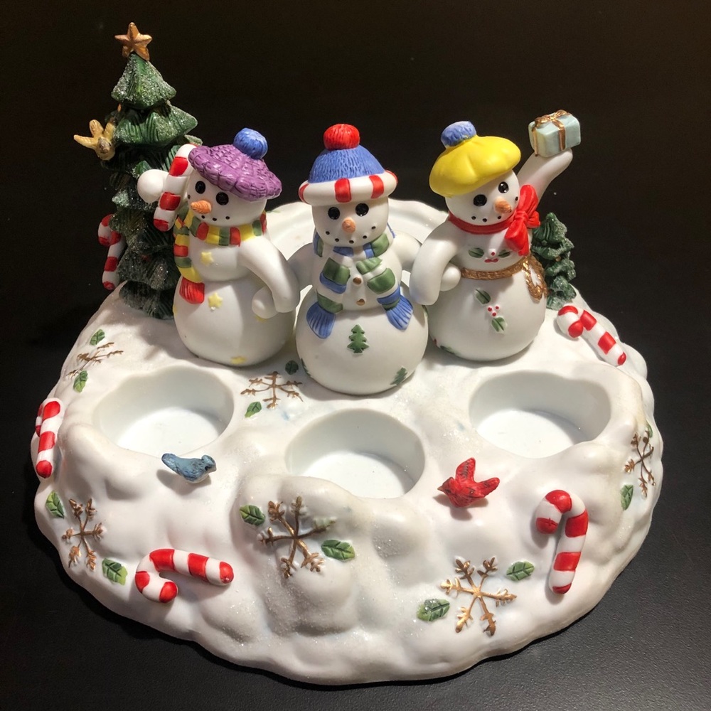 PartyLite retired snowmen tea light holder